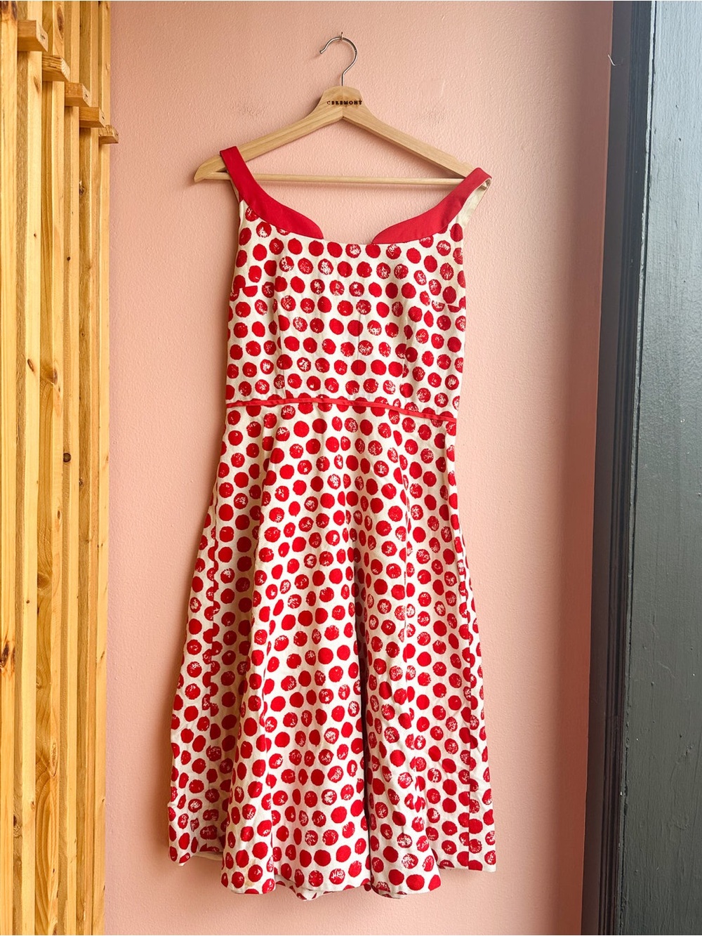Anthropologie Red Polka Dot Fit & Flare Dress